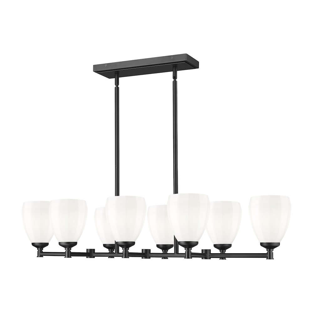 Z-Lite Oren 8 Light Linear Chandelier in Matte Black color, Steel frame. Picture 3