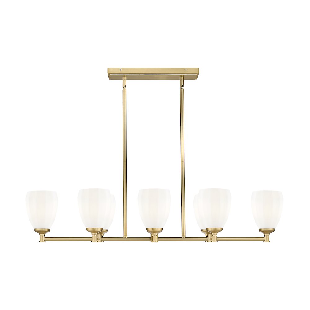 Z-Lite Oren 8 Light Linear Chandelier in Modern Gold color, Steel frame. Picture 2