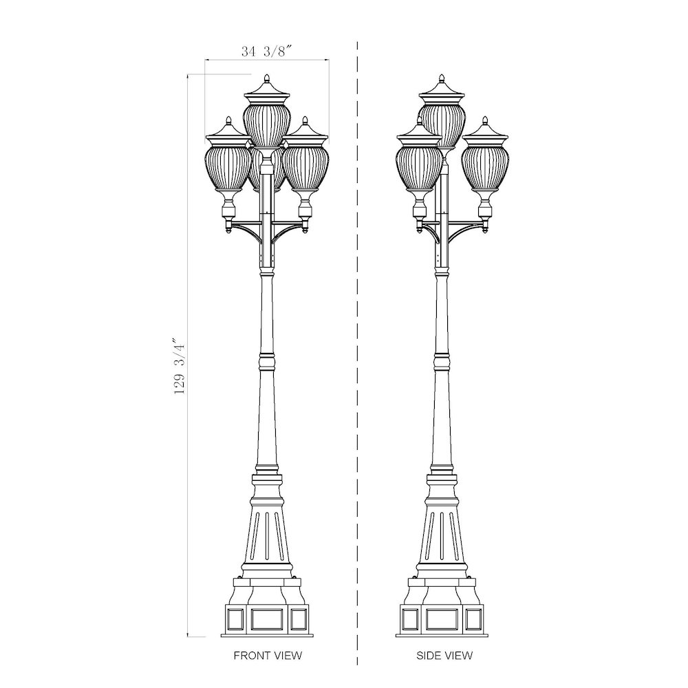 Z-Lite 4 Light Outdoor Post Mounted Fixture. Picture 8
