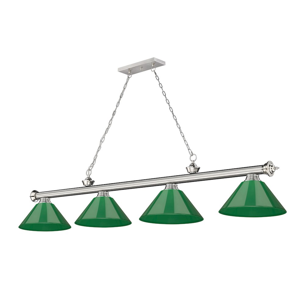 Z-Lite Cordon 4 Light Billiard, Steel Frame, Green Shade Color. Picture 5
