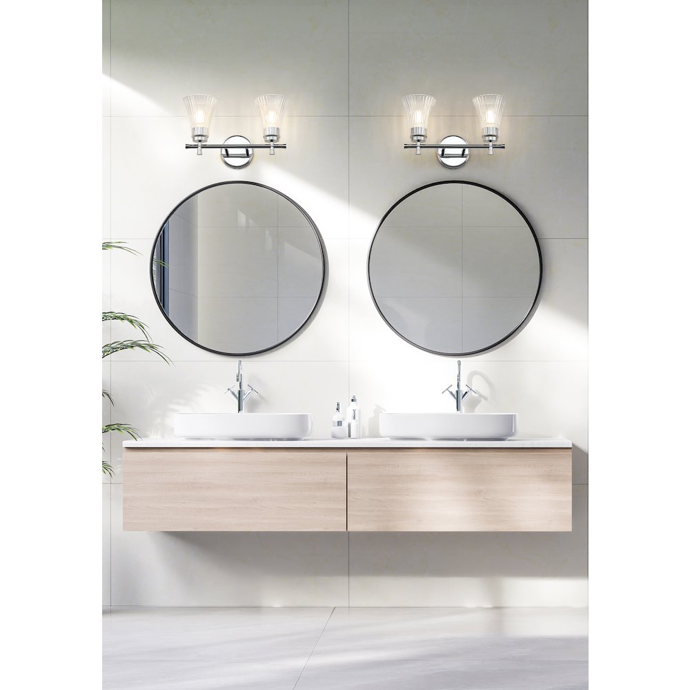 Z-Lite Belle 2 Light Vanity in Chrome color, Steel frame. Picture 7