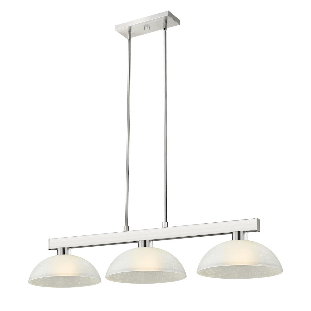 Z-Lite Cobalt 3 Light Billiard, Steel Frame, White Linen Shade Color. Picture 1