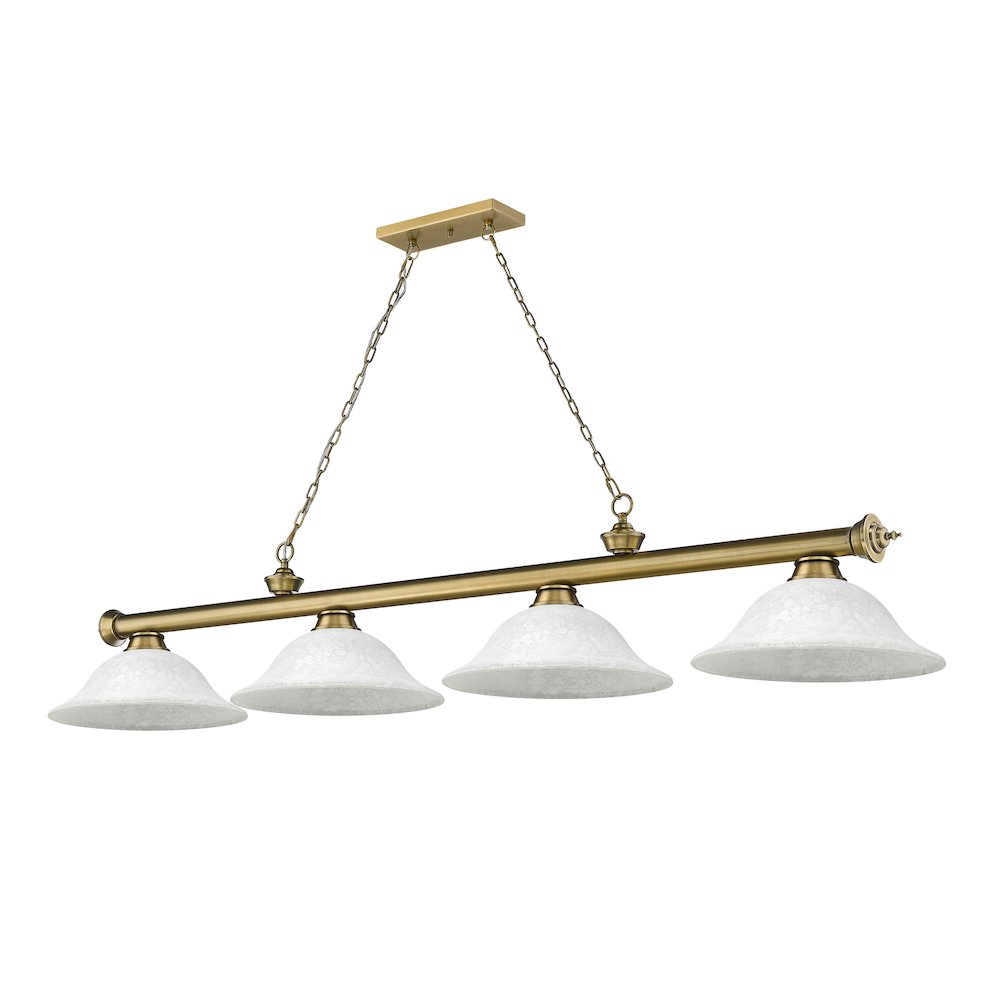 Z-Lite Cordon 4 Light Billiard, Steel Frame, White Mottle Shade Color. Picture 5