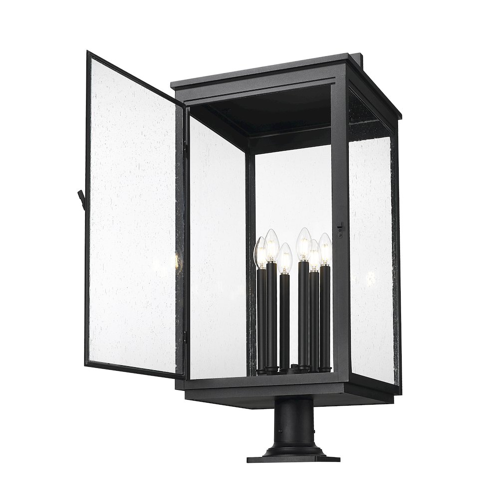 Z-Lite Hartwell 6 Light Outdoor Pier Mounted Fixture in Sand Black color. Picture 2