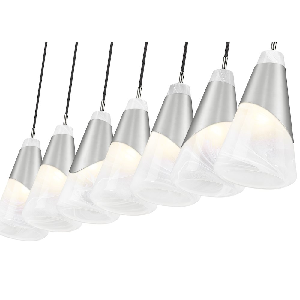 Z-Lite Aimie 7 Light Linear Chandelier, Brushed Nickel. Picture 4
