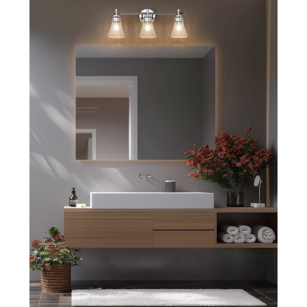 Z-Lite Belle 3 Light Vanity in Chrome color, Steel frame. Picture 6