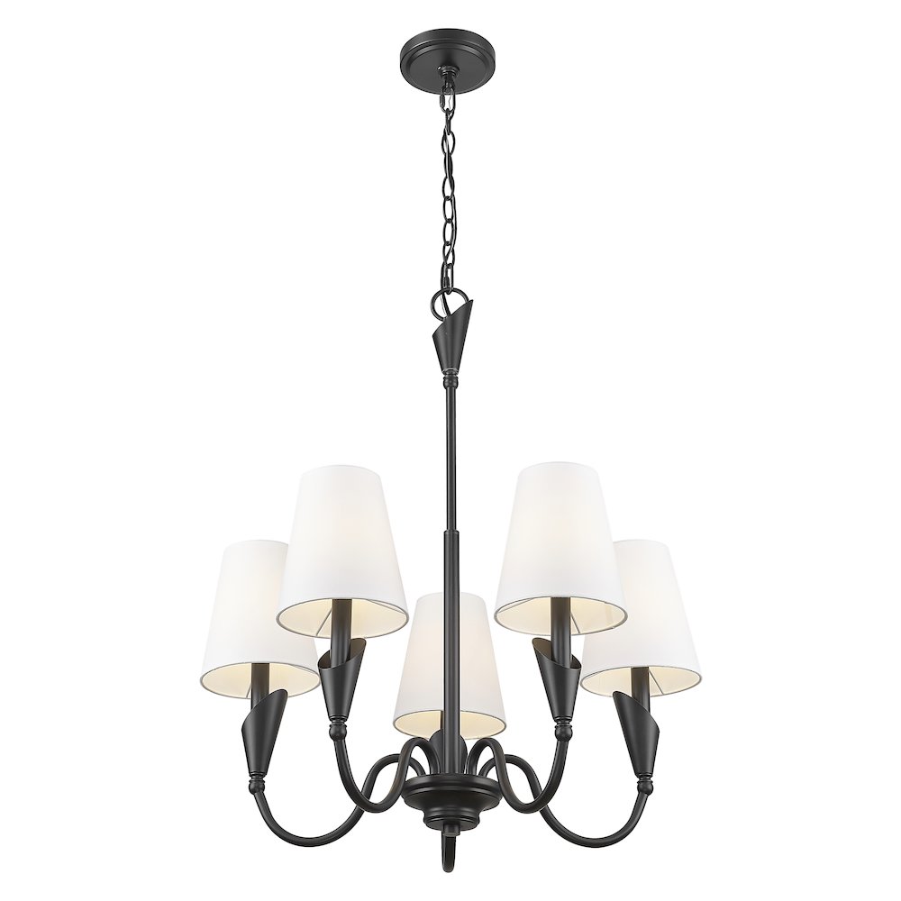 Z-Lite Claudelle 5 Light Chandelier in Matte Black color, Steel frame. Picture 3