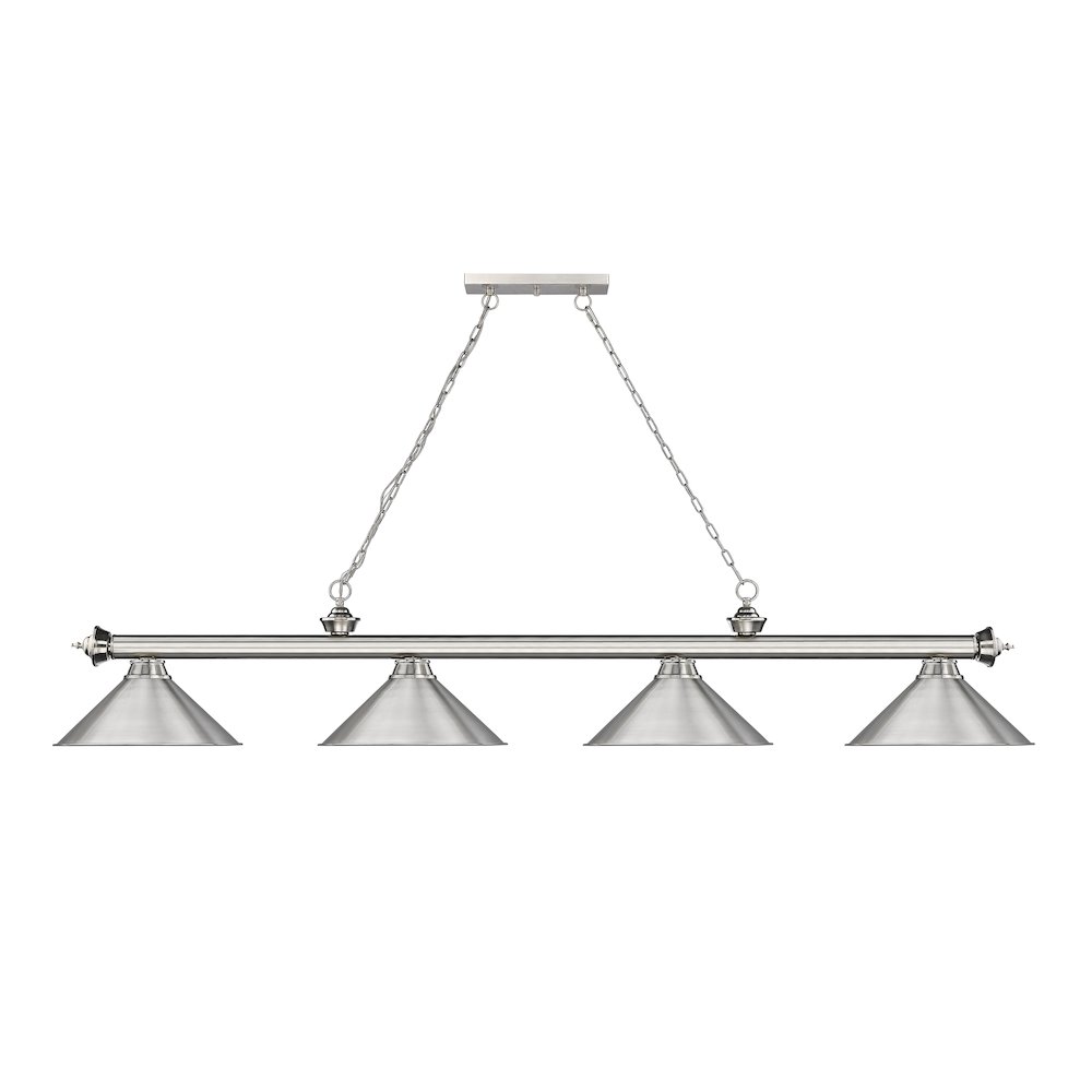 Z-Lite Cordon 4 Light Billiard, Steel Frame, Brushed Nickel Shade Color. Picture 2