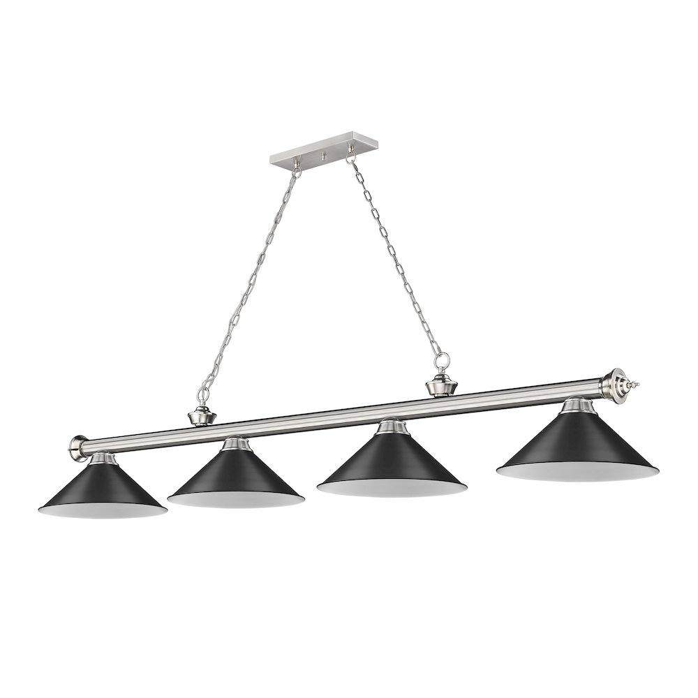 Z-Lite Cordon 4 Light Billiard, Steel Frame, Matte Black Shade Color. Picture 5