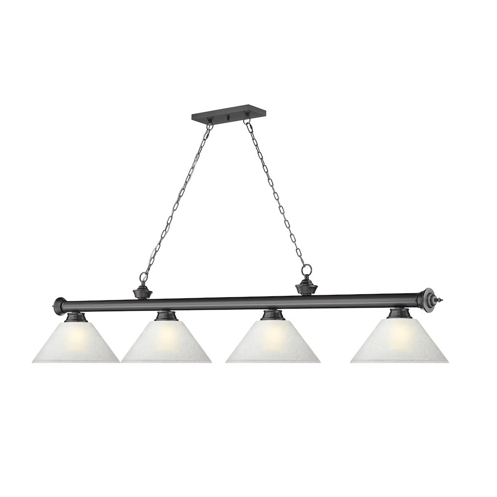 Z-Lite Cordon 4 Light Billiard, Steel Frame, White Linen Shade Color. Picture 3