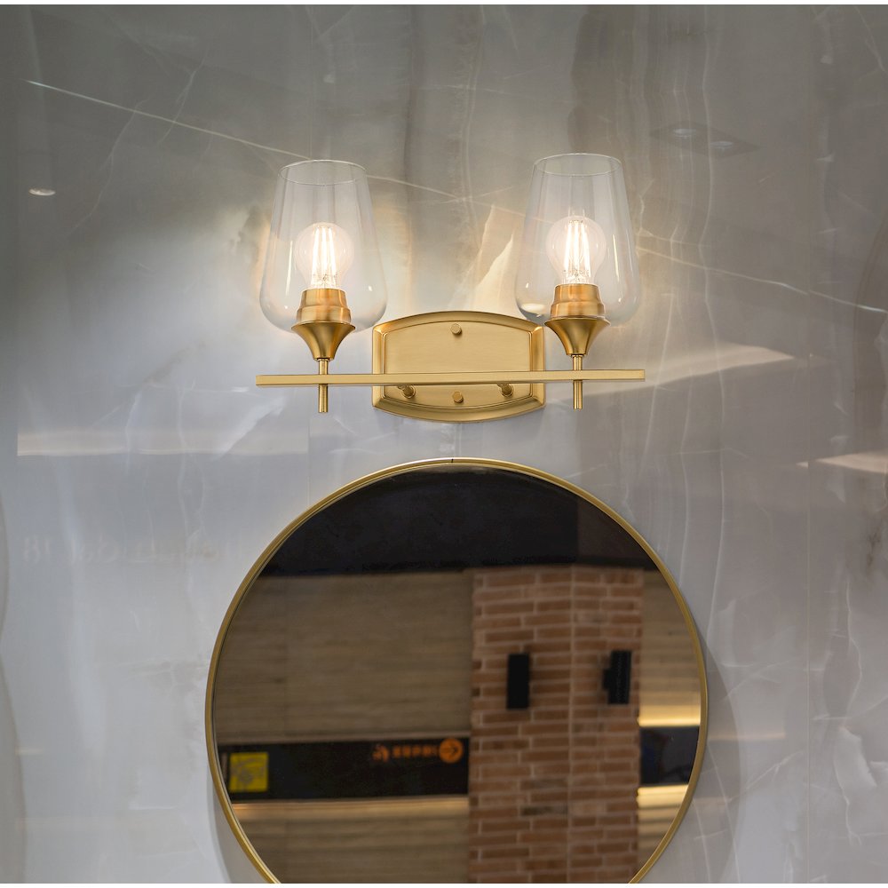 Z-Lite 2 Light Vanity, Burnished Brass. Picture 5