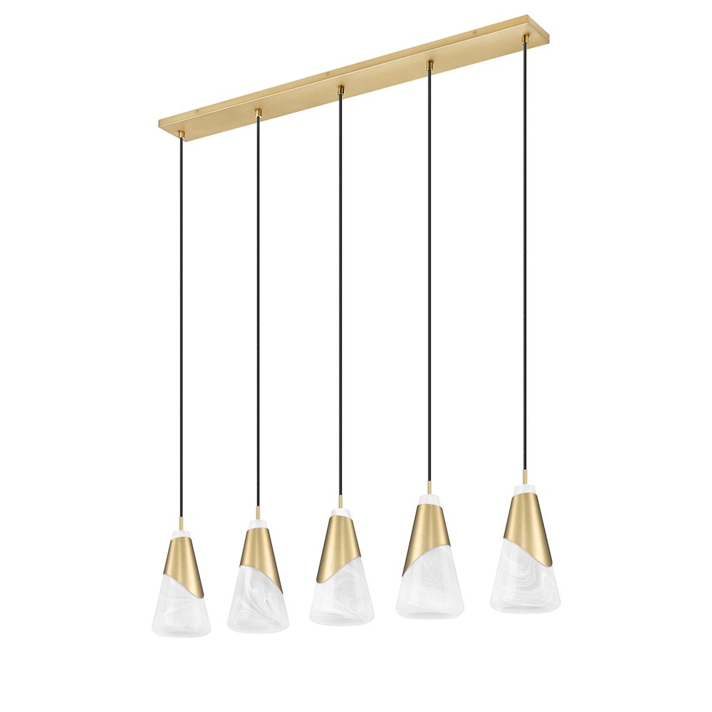Z-Lite Aimie 5 Light Linear Chandelier, Modern Gold. Picture 5