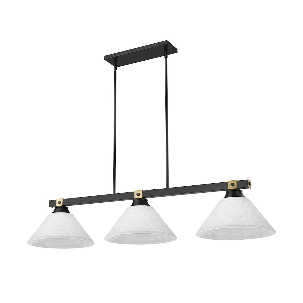 Z-Lite Bronte 3 Light Billiard, Steel Frame, White Linen Shade Color. Picture 5