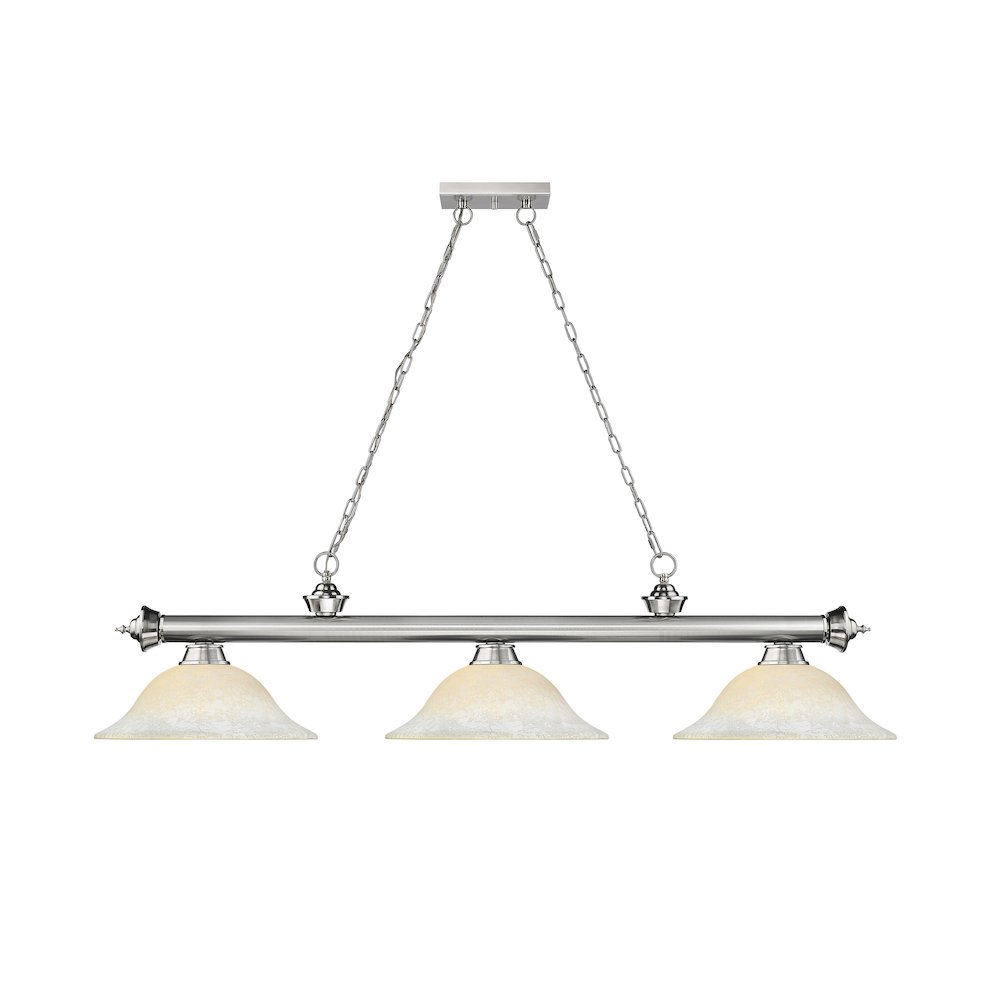 Z-Lite Cordon 3 Light Billiard, Steel Frame, White Mottle Shade Color. Picture 2