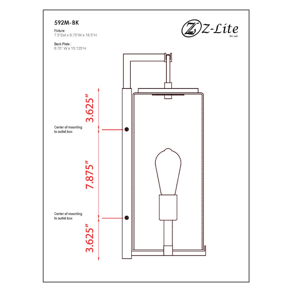 Z-Lite 1 Light Outdoor Wall Light. Picture 9