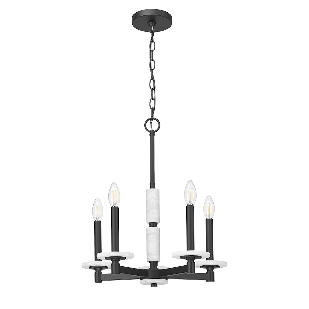 Z-Lite Kaden 5 Light Chandelier in Matte Black color, Steel frame. Picture 5