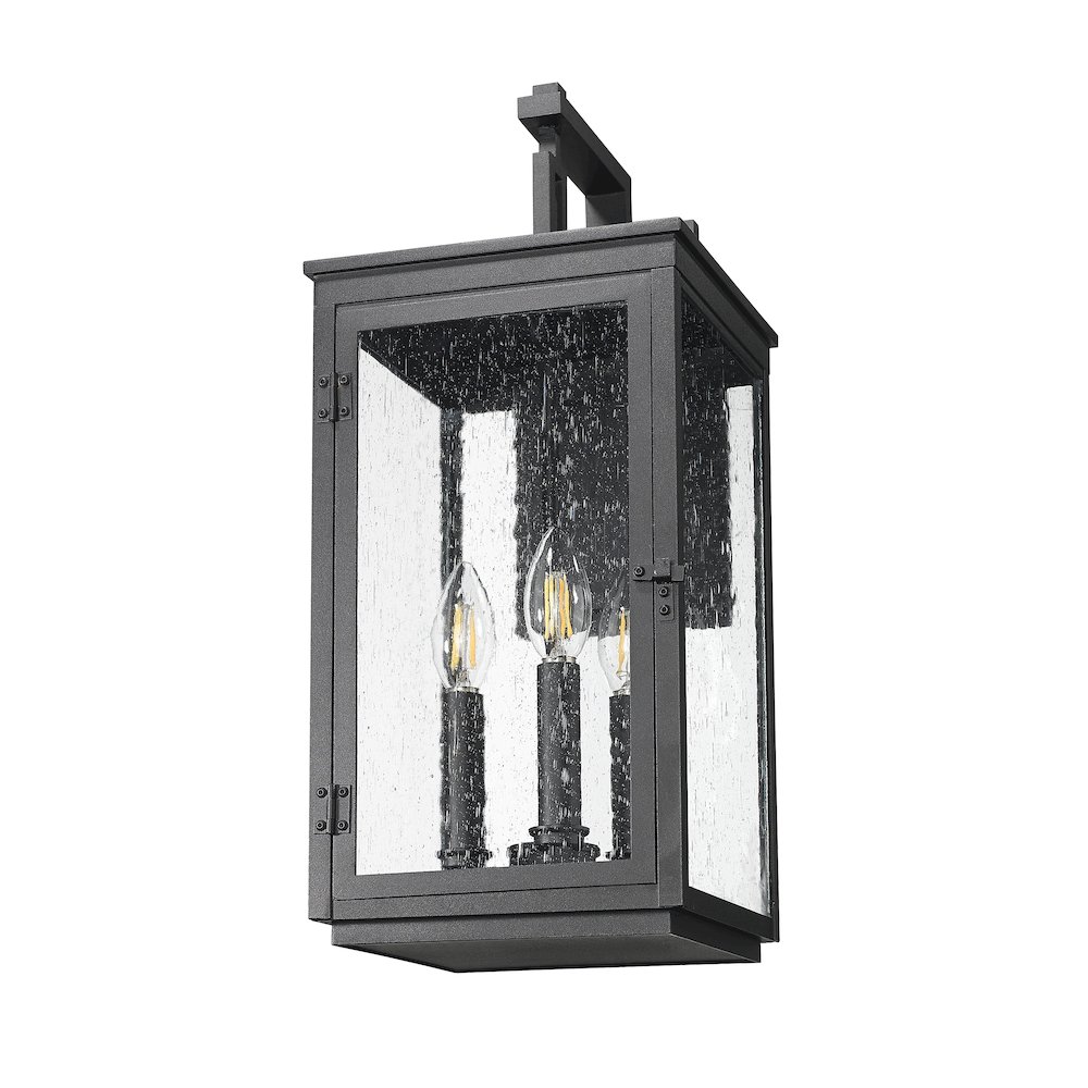 Z-Lite Hartwell 3 Light Outdoor Wall Light in Sand Black color, Aluminum frame. Picture 5