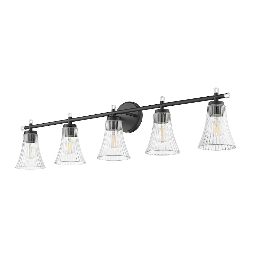 Z-Lite Belle 5 Light Vanity in Matte Black color, Steel frame. Picture 5