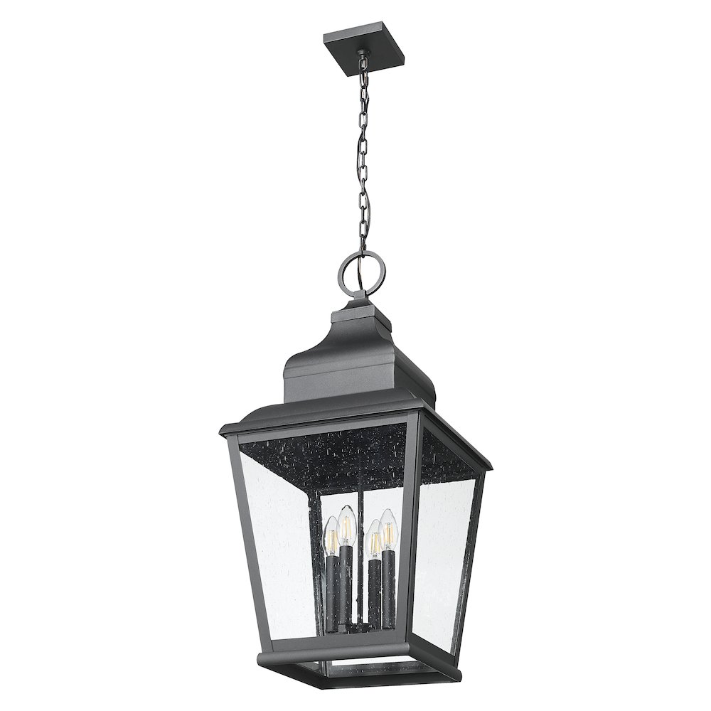 Z-Lite 4 Light Outdoor Chain Mount Ceiling Fixture, Sand Black. Picture 7