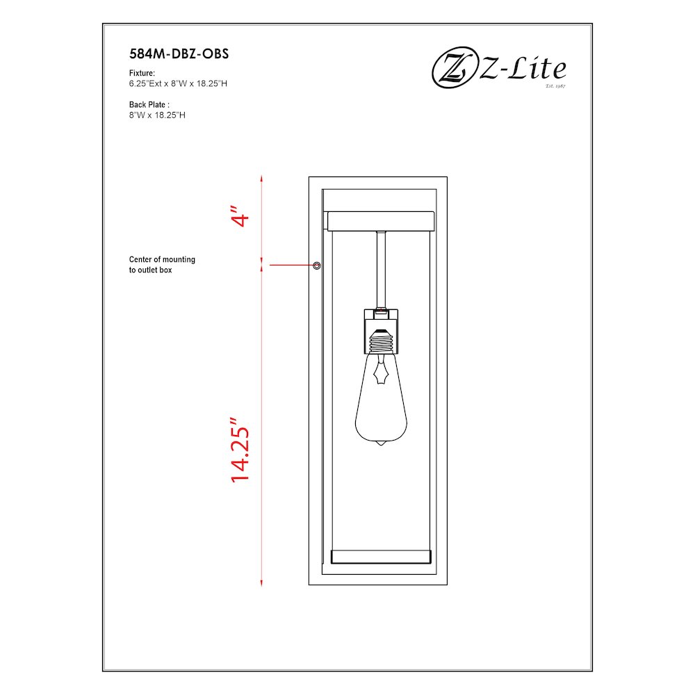 Z-Lite 1 Light Outdoor Wall Light. Picture 9