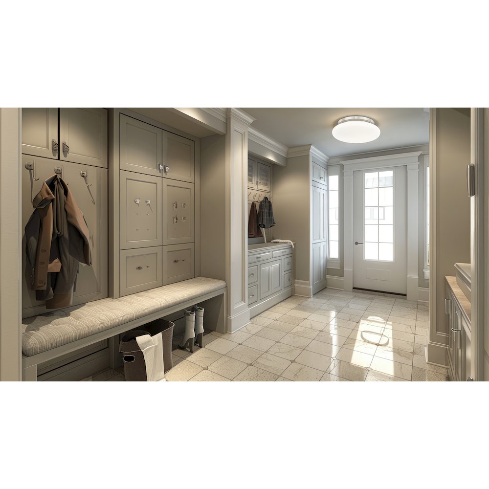 Soleil 1 Light Brushed Nickel Flush Mount. Picture 2