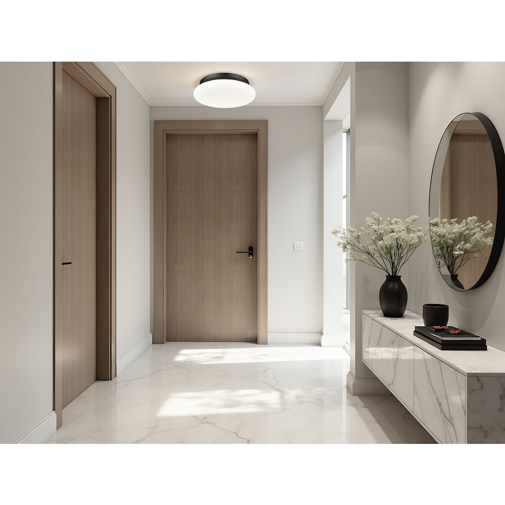 Soleil 1 Light Matte Black Flush Mount. Picture 2