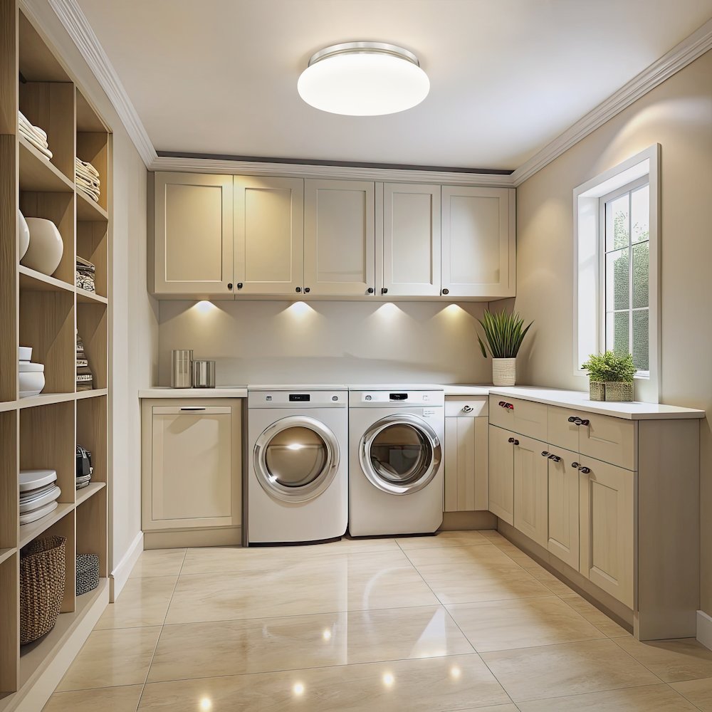 Soleil 1 Light Brushed Nickel Flush Mount. Picture 3