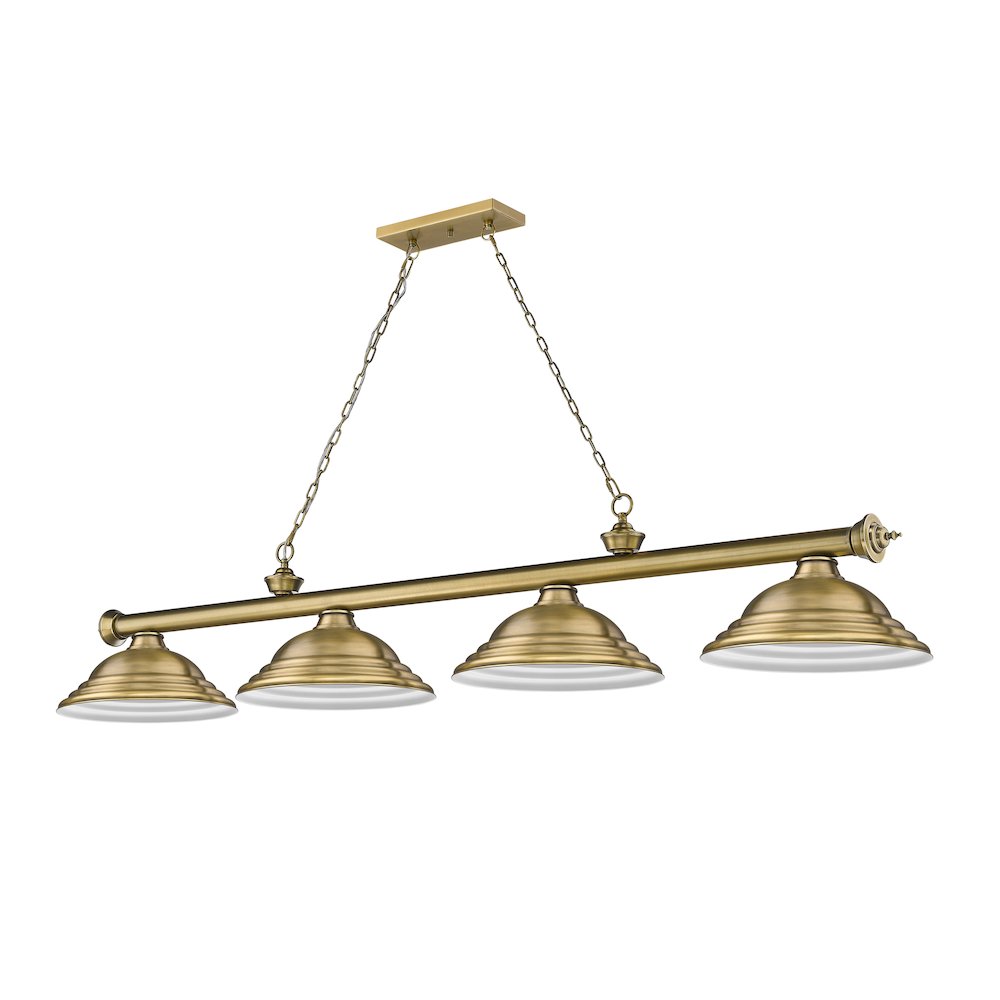 Z-Lite Cordon 4 Light Billiard, Steel Frame, Rubbed Brass Shade Color. Picture 5