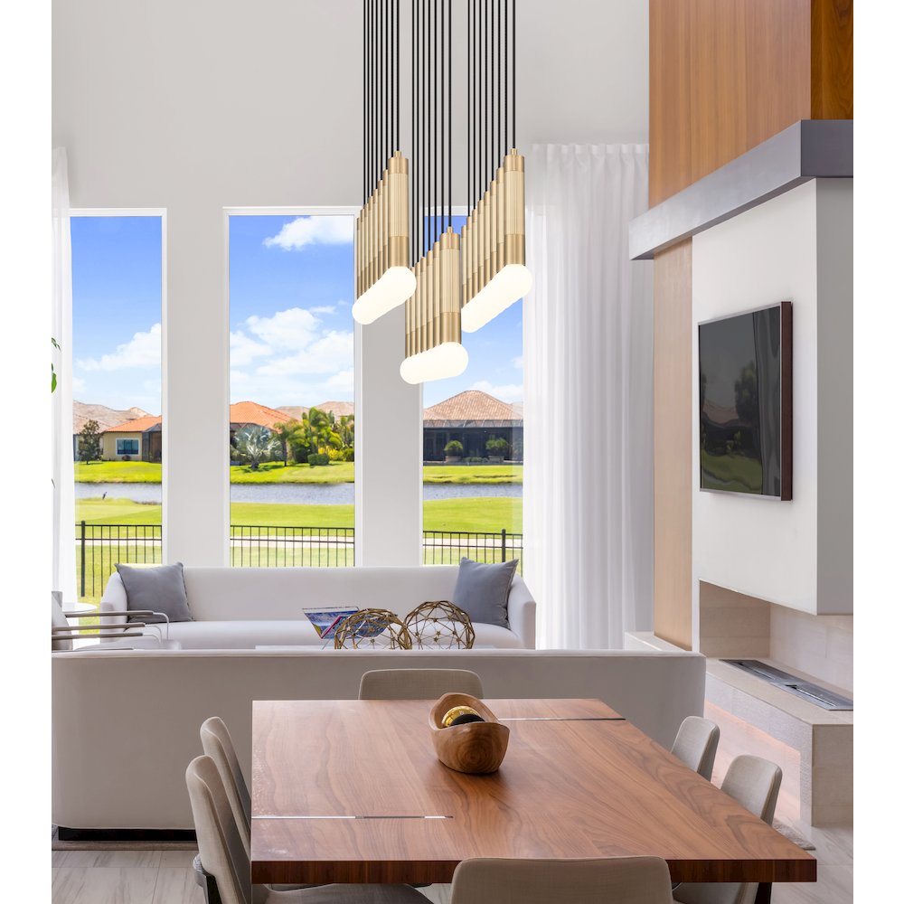 Z-Lite Stari 23 Light Linear Chandelier in Modern Gold color, Steel frame. Picture 6