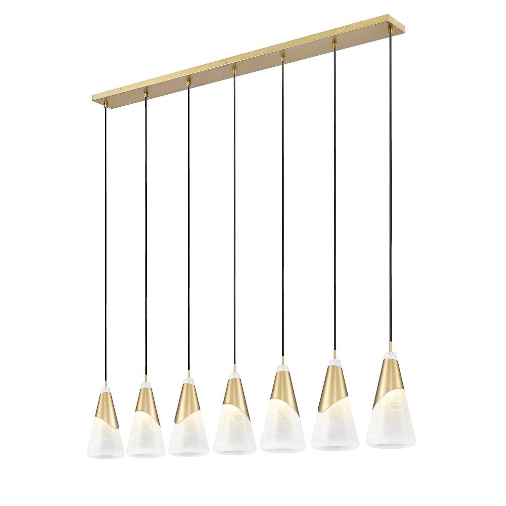 Z-Lite Aimie 7 Light Linear Chandelier, Modern Gold. Picture 2