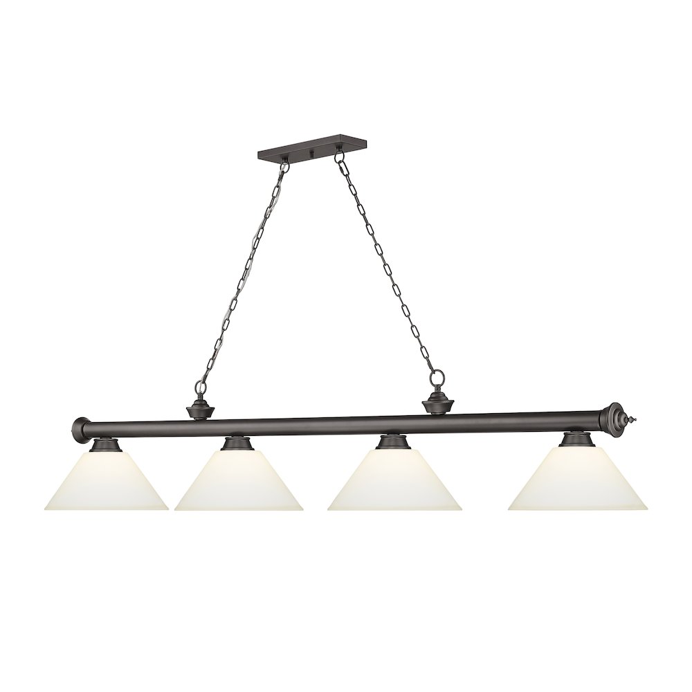 Z-Lite Cordon 4 Light Billiard, Steel Frame, Matte Opal Shade Color. Picture 3