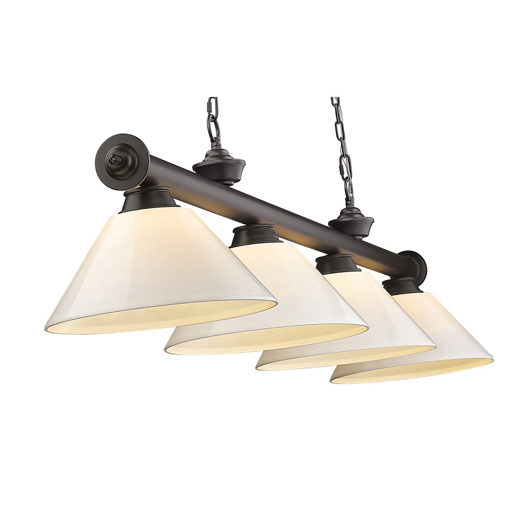 Z-Lite Cordon 4 Light Billiard, Steel Frame, White Shade Color. Picture 4