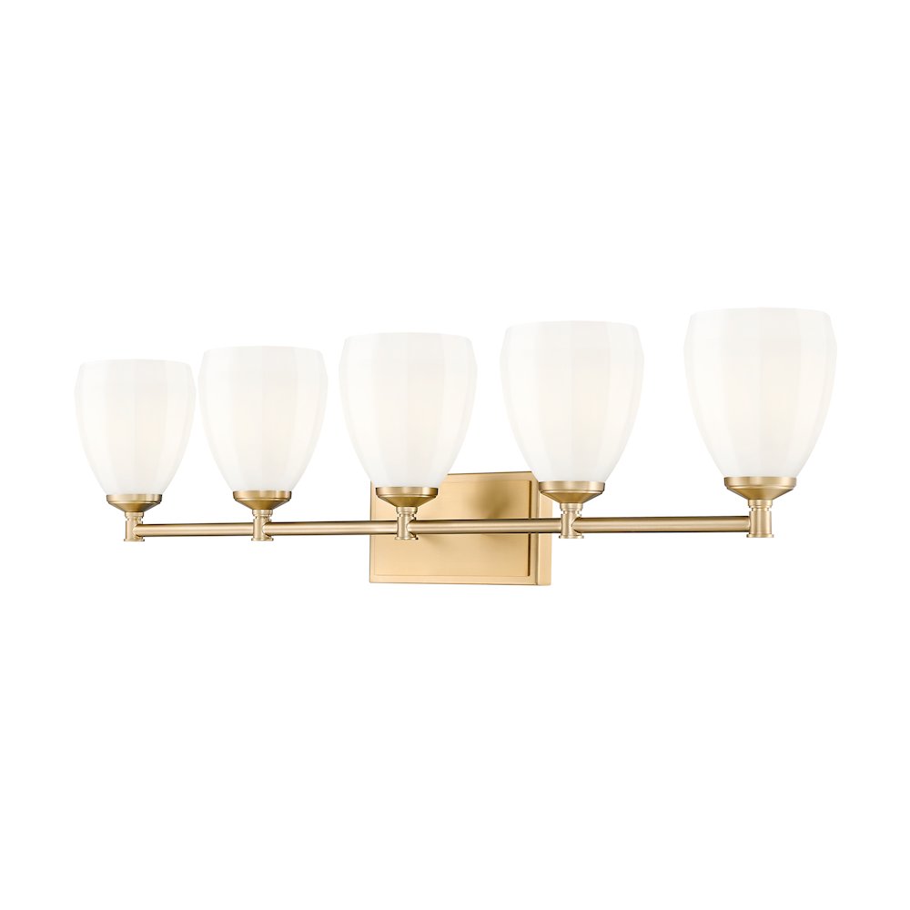 Z-Lite Oren 5 Light Vanity in Modern Gold color, Steel frame. Picture 1