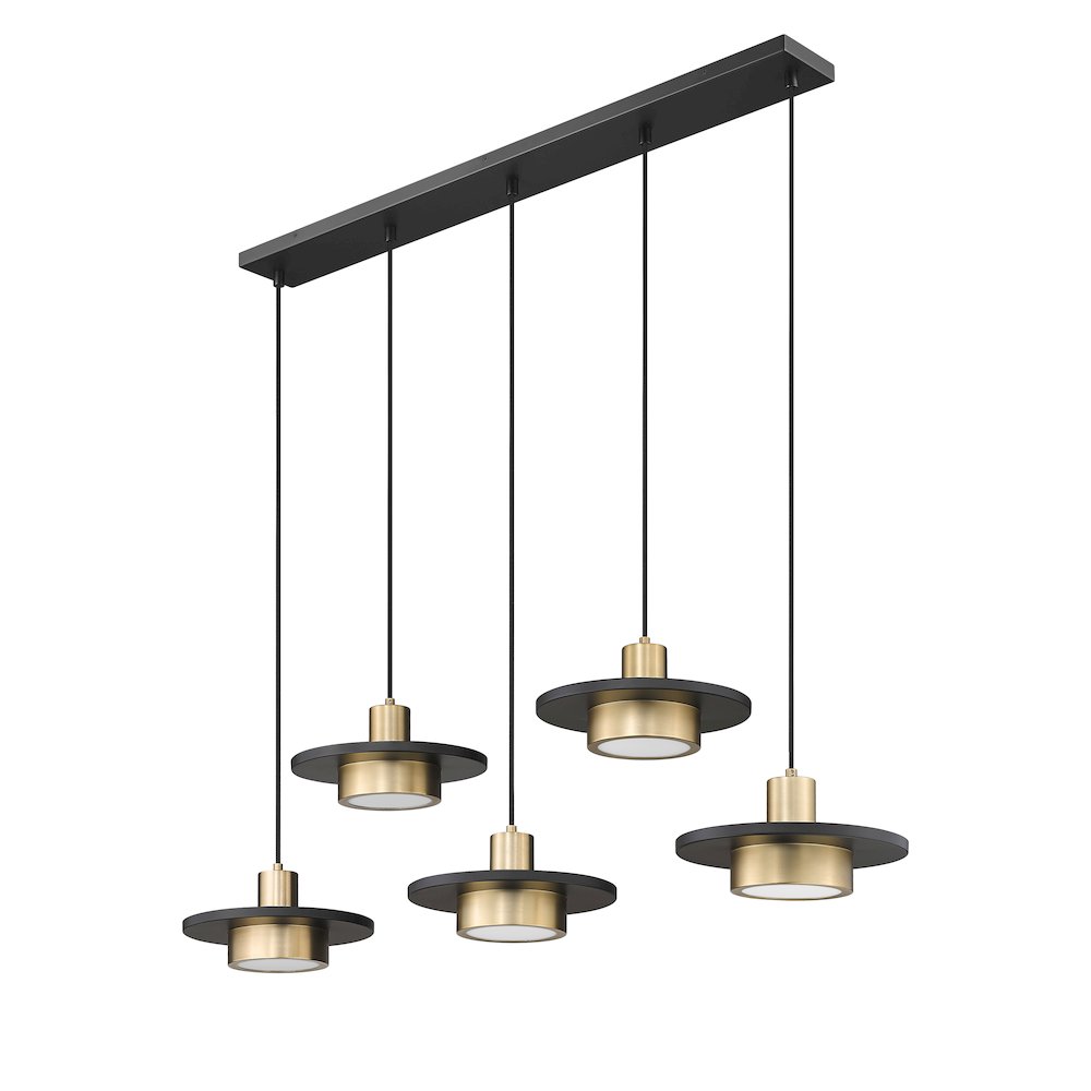 Z-Lite 5 Light Linear Chandelier, Matte Black + Modern Gold. Picture 7