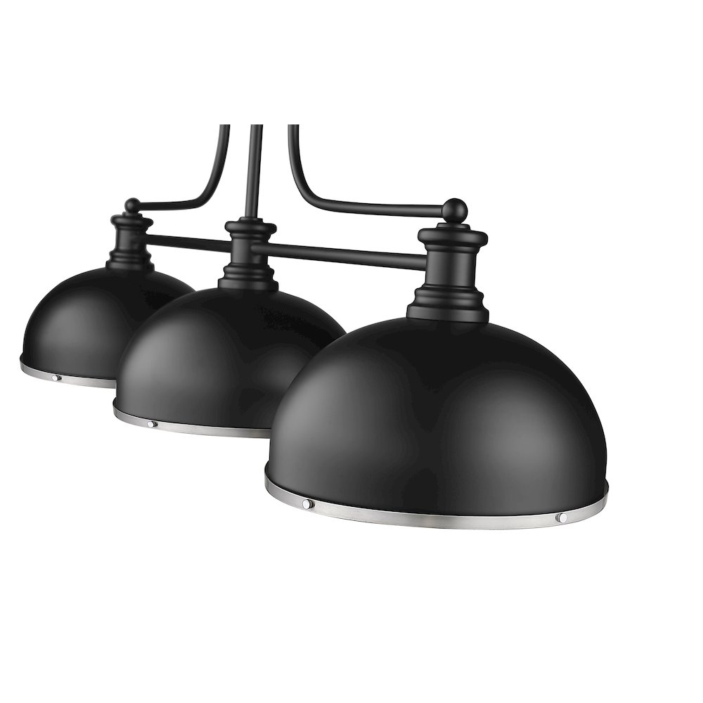 Z-Lite Melange 3 Light Billiard, Matte Black + Brushed Nickel Shade Color. Picture 4
