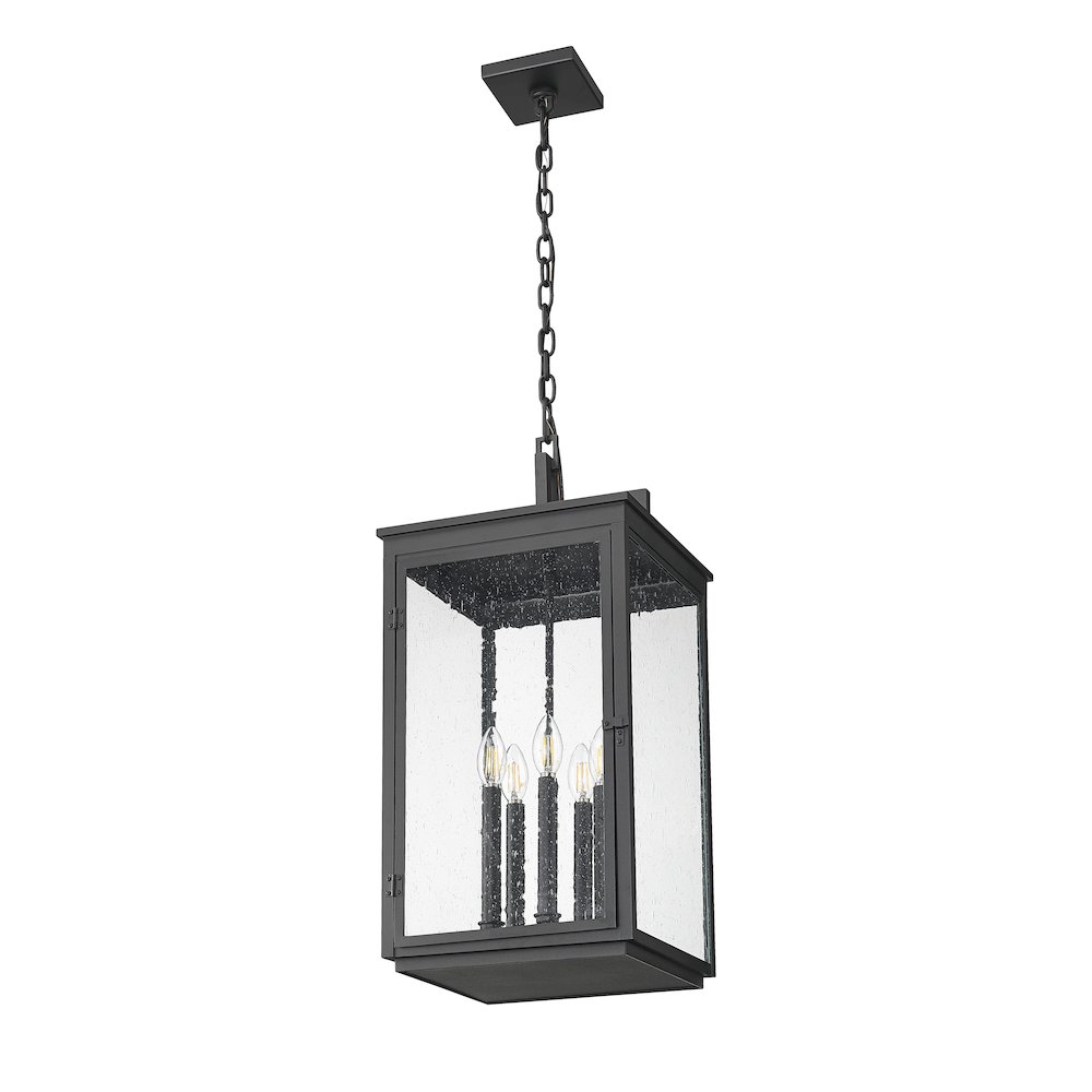 Z-Lite Hartwell 5 Light Outdoor Chain Mount Ceiling Fixture in Sand Black color. Picture 5