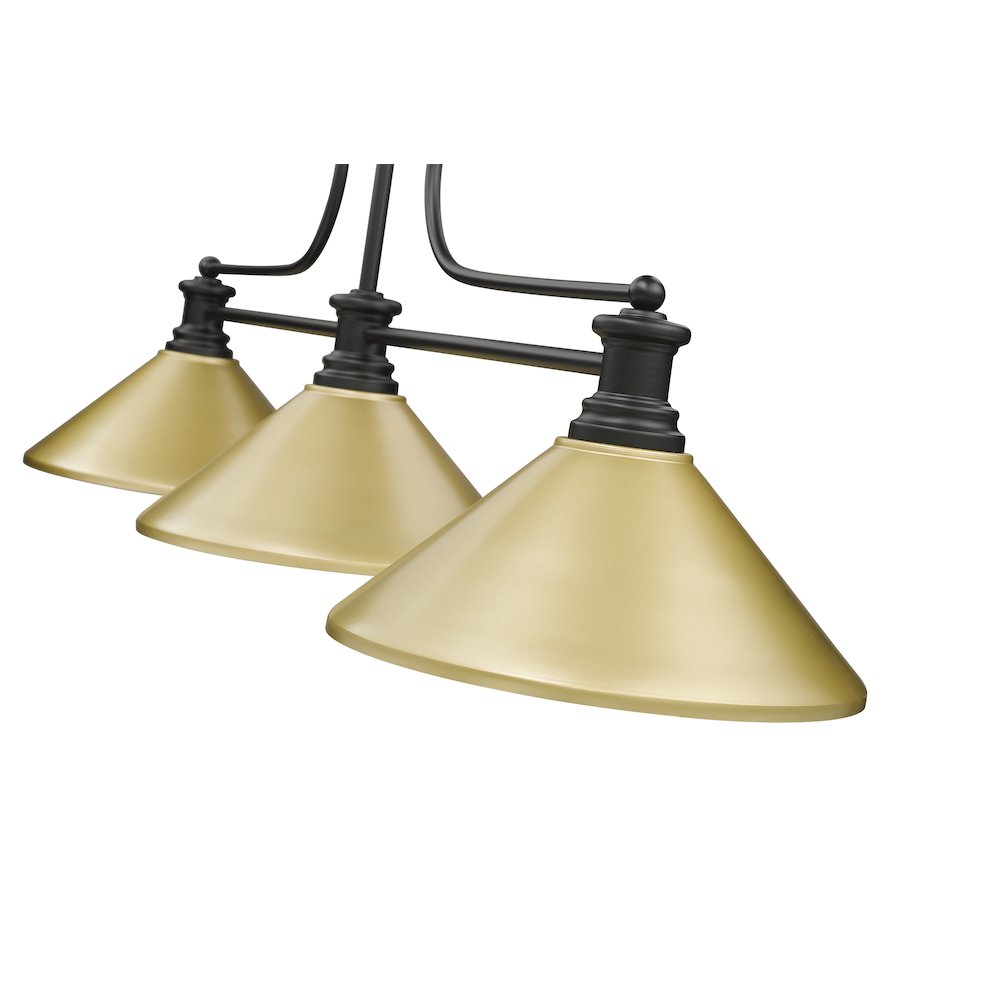 Z-Lite Melange 3 Light Billiard, Steel Frame, Satin Gold Shade Color. Picture 4