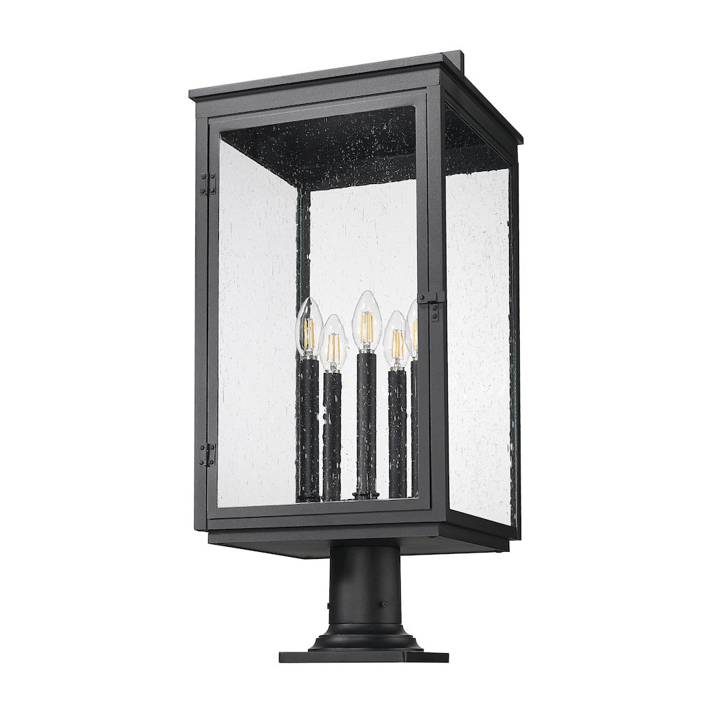 Z-Lite Hartwell 5 Light Outdoor Pier Mounted Fixture in Sand Black color. Picture 5