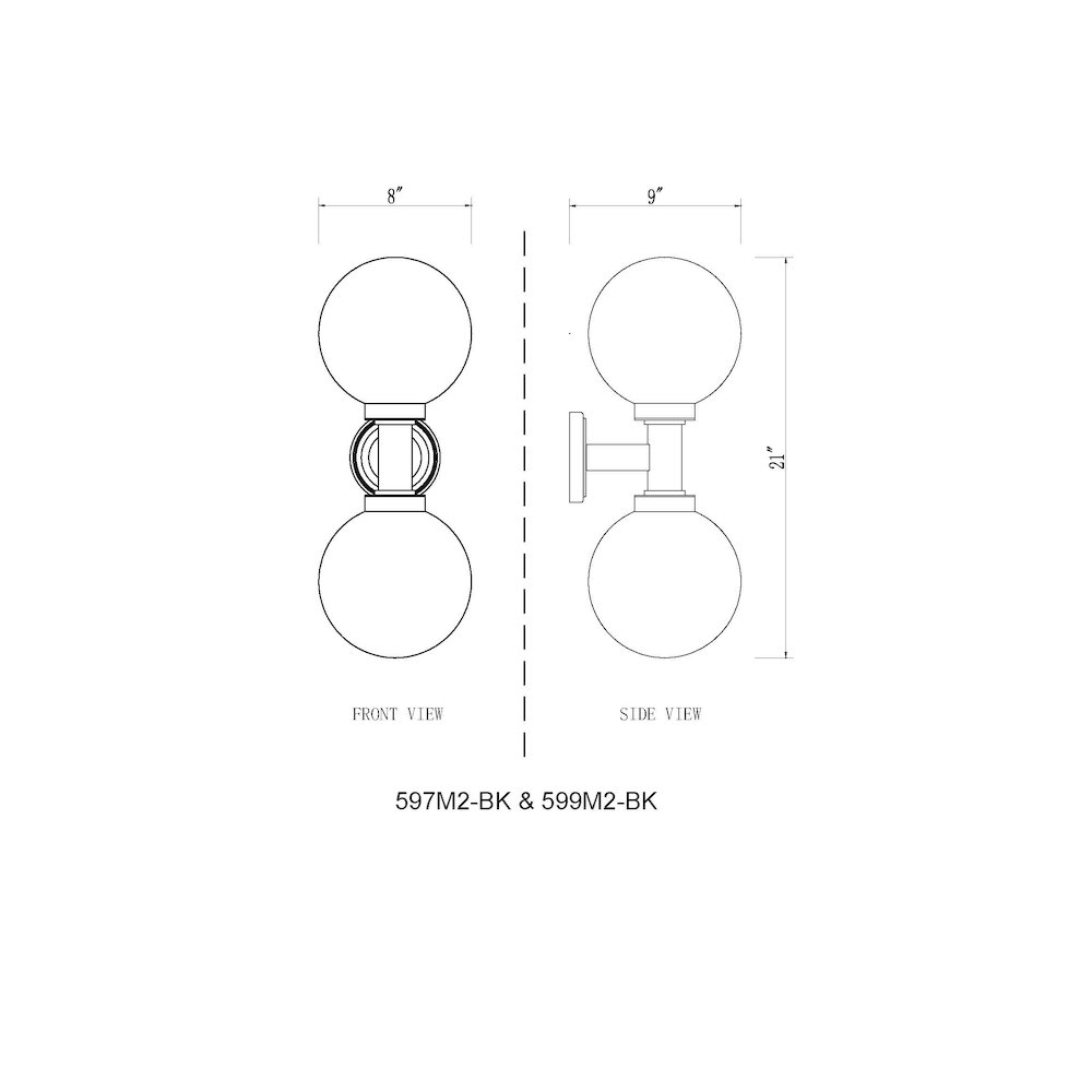 Z-Lite Laurent 2 Light Outdoor Wall Light in Black Frame Finish. Picture 8
