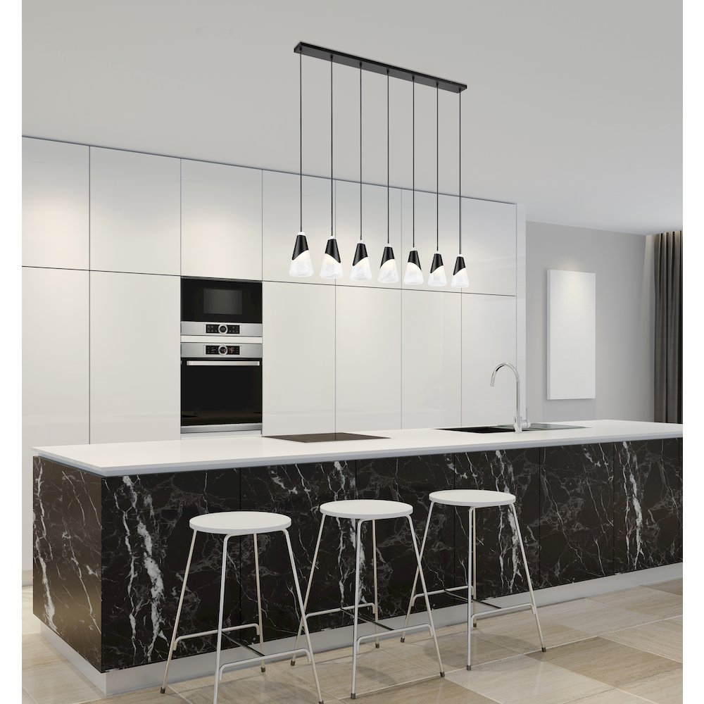 Z-Lite Aimie 7 Light Linear Chandelier, Brushed Nickel. Picture 6