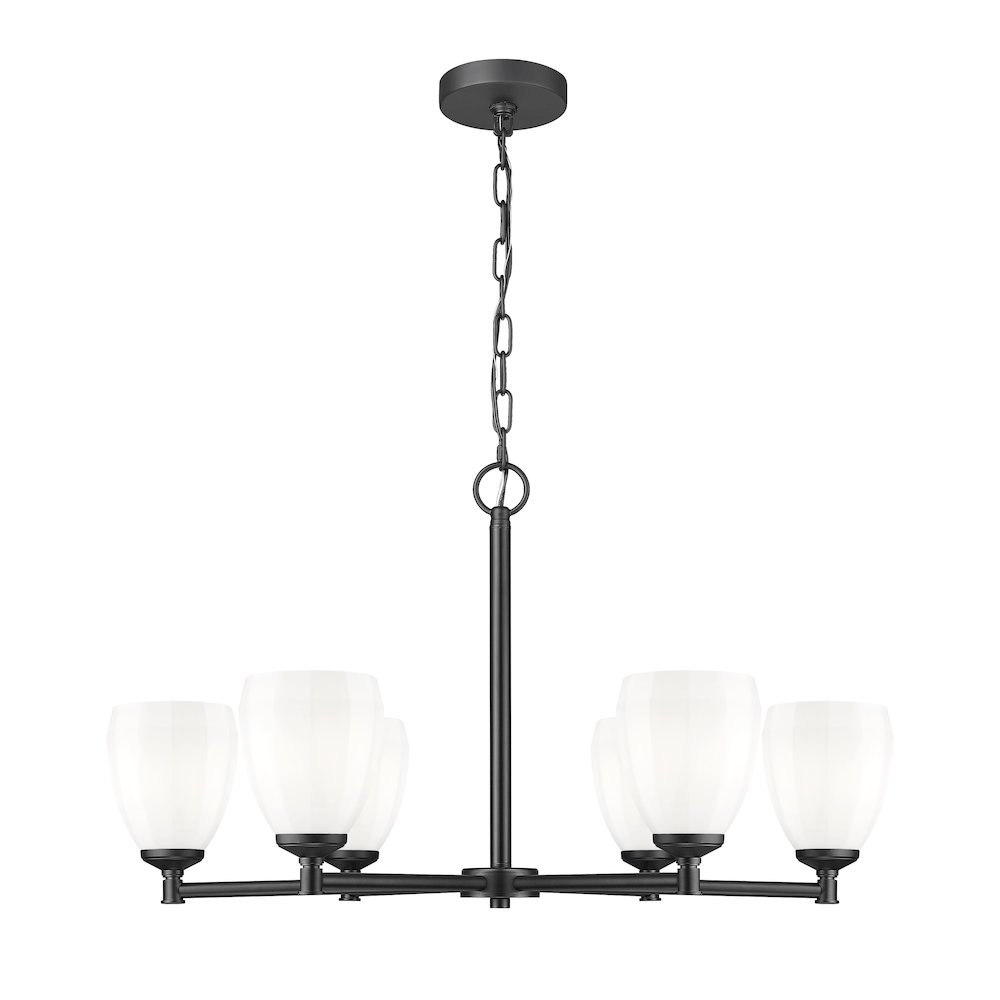 Z-Lite Oren 6 Light Chandelier in Matte Black color, Steel frame. Picture 1