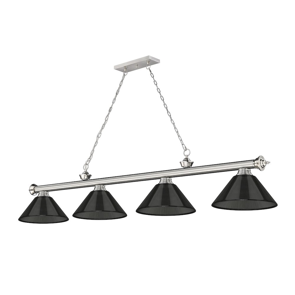 Z-Lite Cordon 4 Light Billiard, Steel Frame, Smoke Shade Color. Picture 5