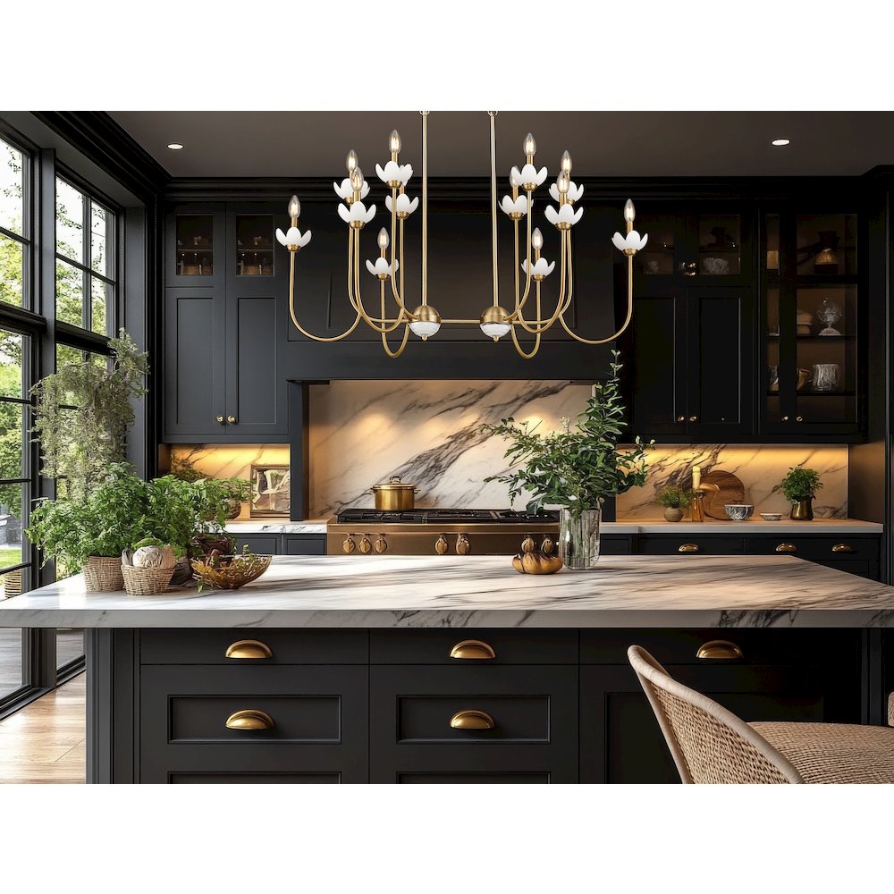 Z-Lite Allistair 12 Light Linear Chandelier in Modern Gold color, Steel frame. Picture 6