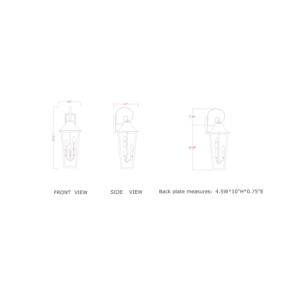 Z-Lite 3 Light Outdoor Wall Light. Picture 8