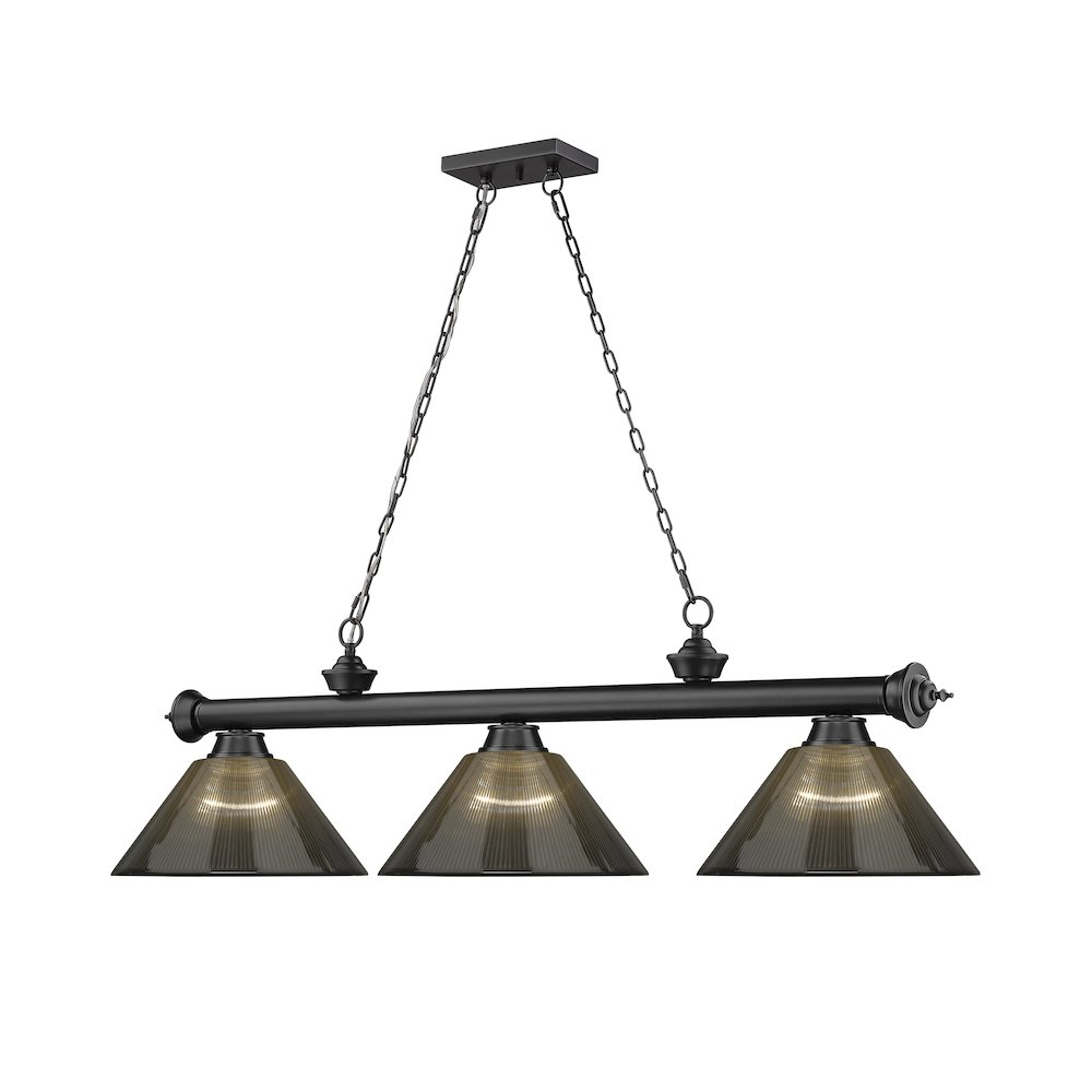 Z-Lite Cordon 3 Light Billiard, Steel Frame, Smoke Shade Color. Picture 3
