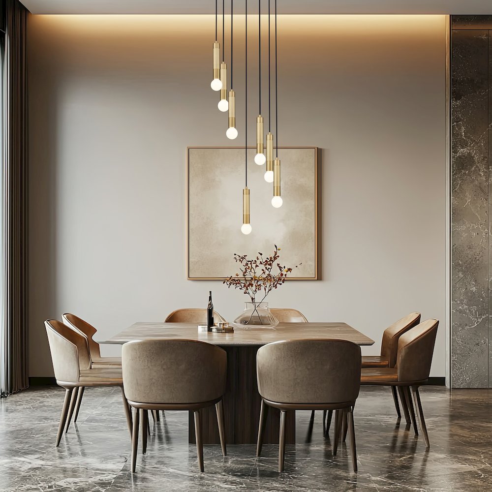 Z-Lite Stari 7 Light Chandelier in Modern Gold color, Steel frame. Picture 7