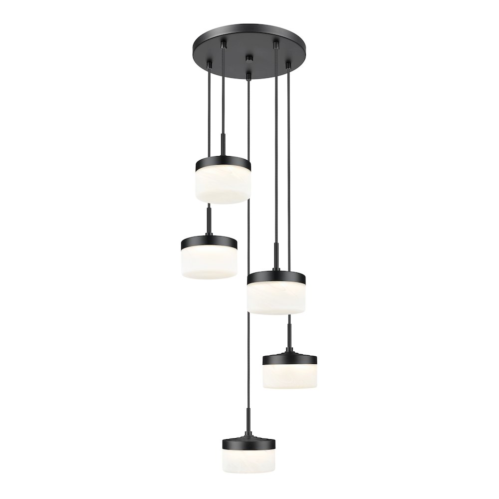 Z-Lite 5 Light Chandelier, Matte Black. Picture 1