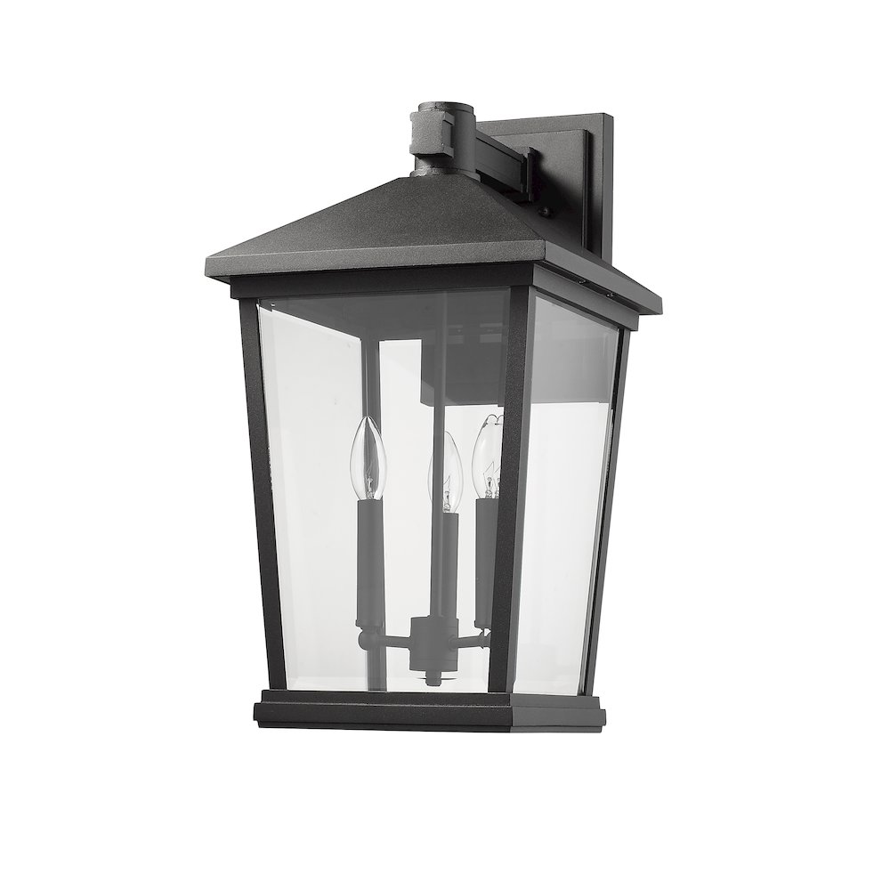 Z-Lite Beacon 3 Light Outdoor Wall Light in Black Frame Finish. Picture 5