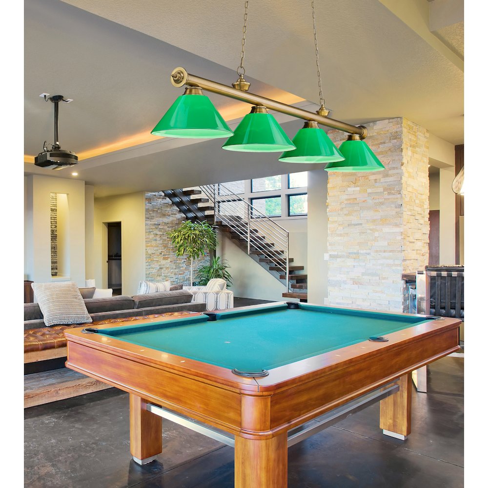 Z-Lite Cordon 4 Light Billiard, Steel Frame, Green Shade Color. Picture 6