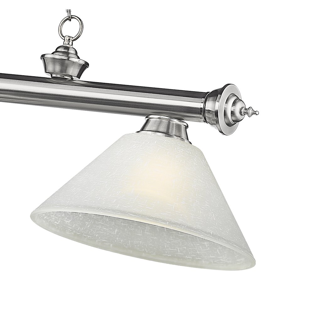 Z-Lite Cordon 3 Light Billiard, Steel Frame, White Linen Shade Color. Picture 4